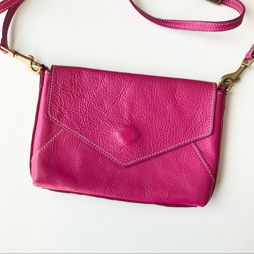 magenta leather cross body purse hot hyper pink